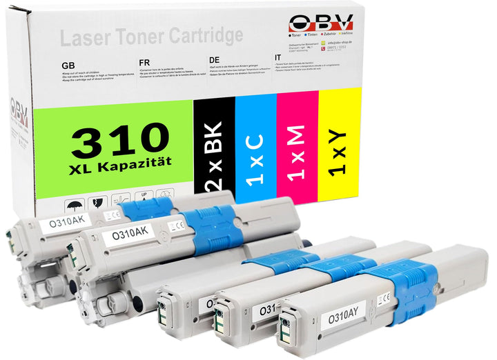 OBV 5X kompatibler Toner als Ersatz für Oki C310 C330 C510 C530 MC351 MC352 MC361 MC362 MC561 MC562