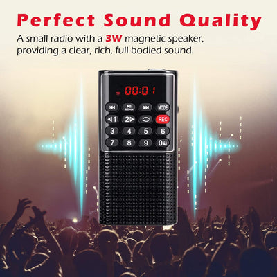 PRUNUS J-328 Taschenradio FM/UKW, Digital Radio Klein mit Rekorder, Kofferradio Mini Radio mit Akku