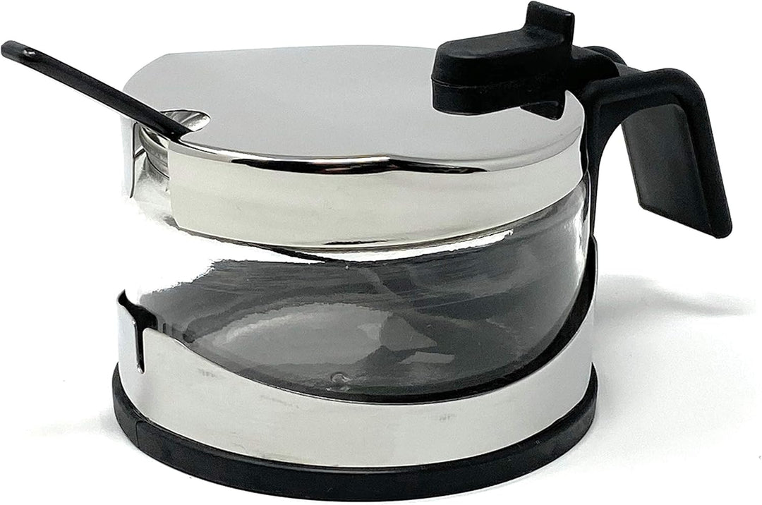 Zuckerdose Glas mit Deckel Edelstahl mit Löffel Zuckerbehälter Zuckerspender Parmesandose Marmeladen