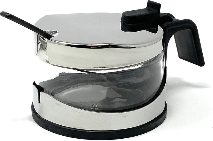 Zuckerdose Glas mit Deckel Edelstahl mit Löffel Zuckerbehälter Zuckerspender Parmesandose Marmeladen