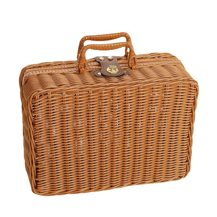 Weidengeflecht Picknickkorb, Retro Gewebte Picknickbox, Kunststoff Rattan Koffer Picknickkorb mit Gr