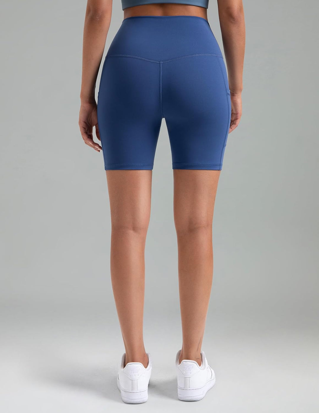 Colorfulkoala Women's High Waisted Biker Shorts mit Taschen 6" Inseam Workout & Yoga Tights, Blauer