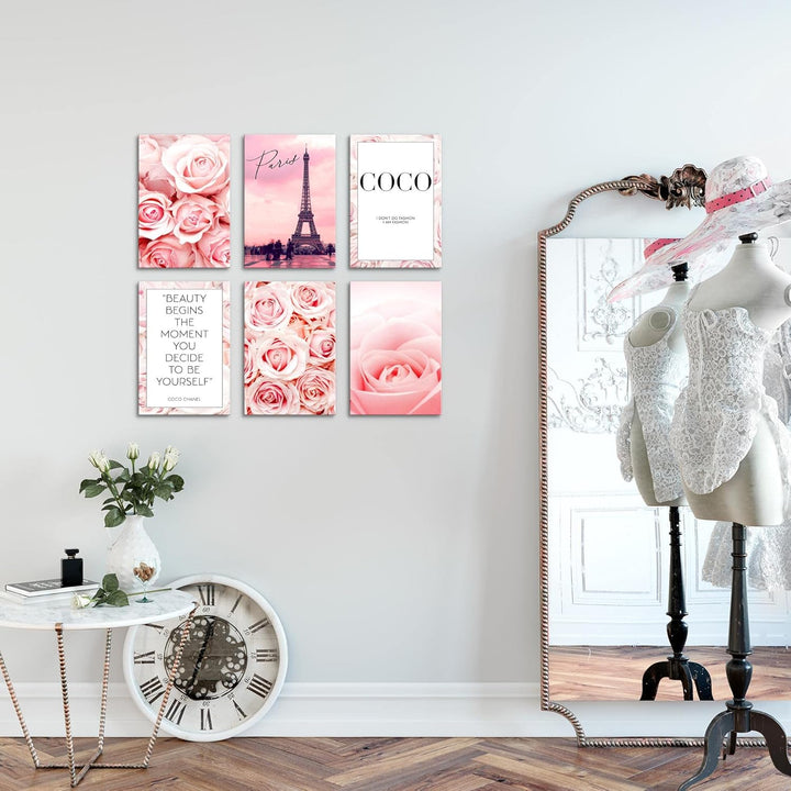 Novart Wandbilder Set - KOMPLETT AUFHÄNGFERTIG - Made in Germany - Moderne Bilder Coco Wohnzimmer Mä