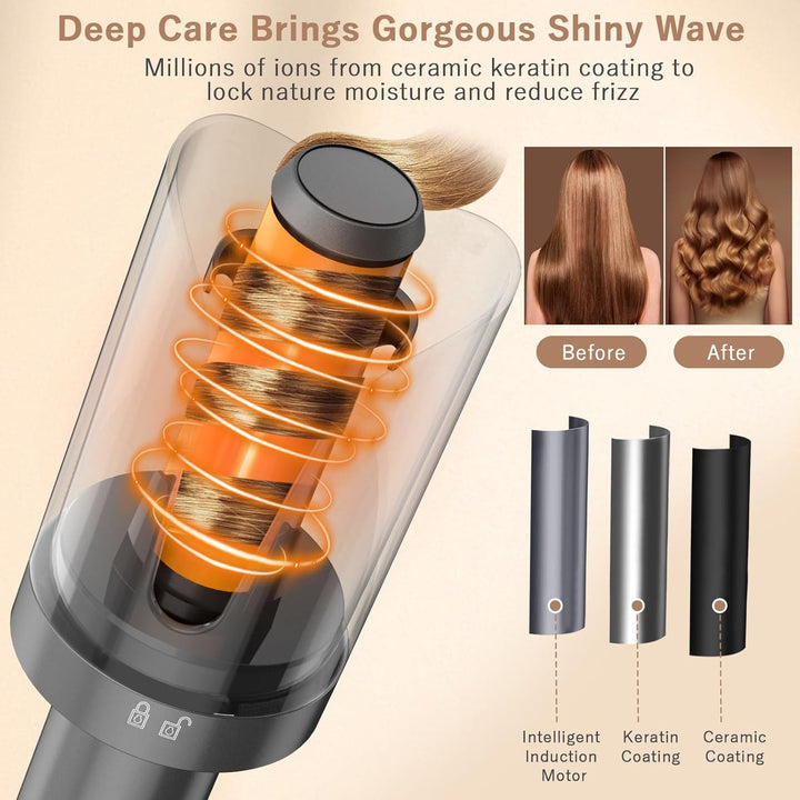 Pretfy Lockenstab Automatisch,Lockenstab Grosse Locken,Automatischer Lockenstab mit 4 Einstellbare T
