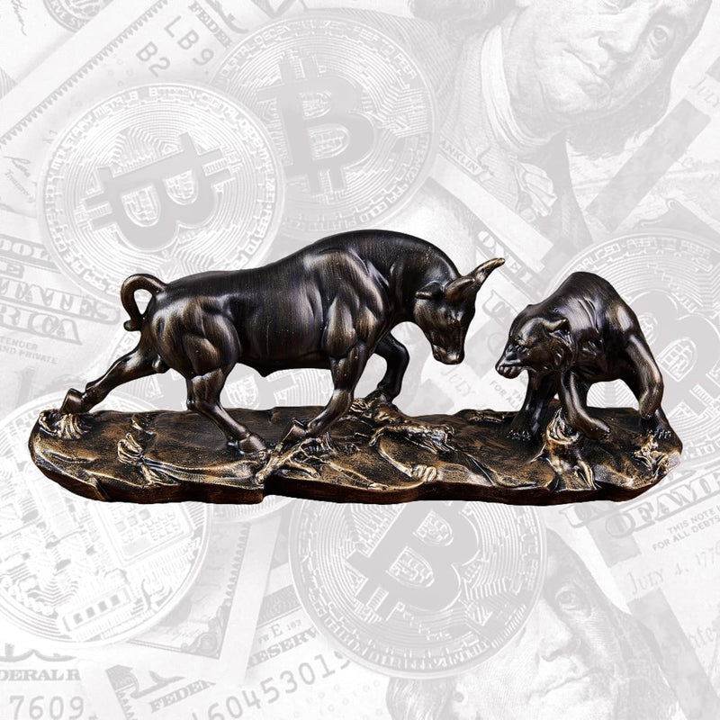 Cutfouwe Bulle und Bär-Börsenfiguren -Harz Wall Street Bull Bear Statue für Schreibtische, Regale od
