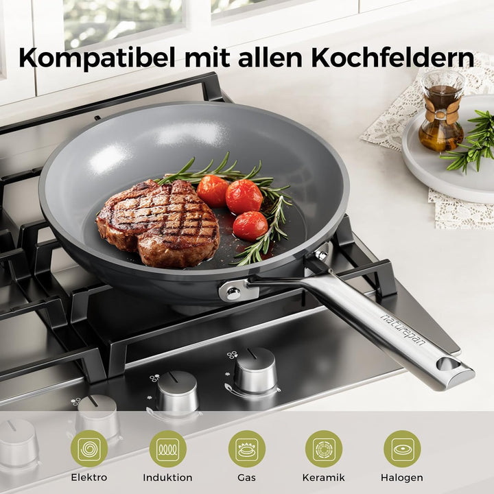 DiamondTitan Keramik Pfanne 24cm, Antihaft Bratpfanne für alle Herdarten, PTFE-frei PFAS-frei PFOA-f