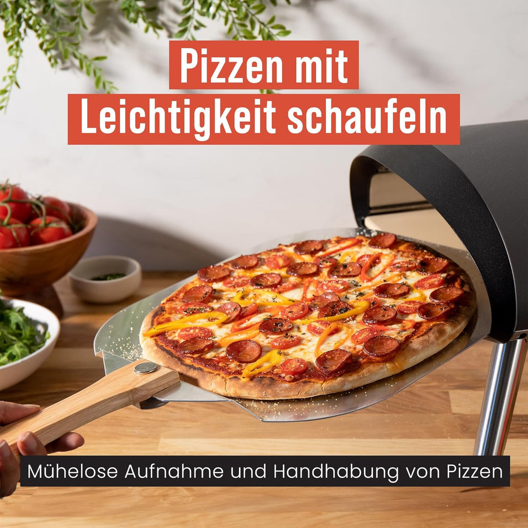 Chef Pomodoro - Pizzaschieber - 35,6 x 40,6 cm - Faltbarer Griff - Perforierte Aluminium Pizzaschauf