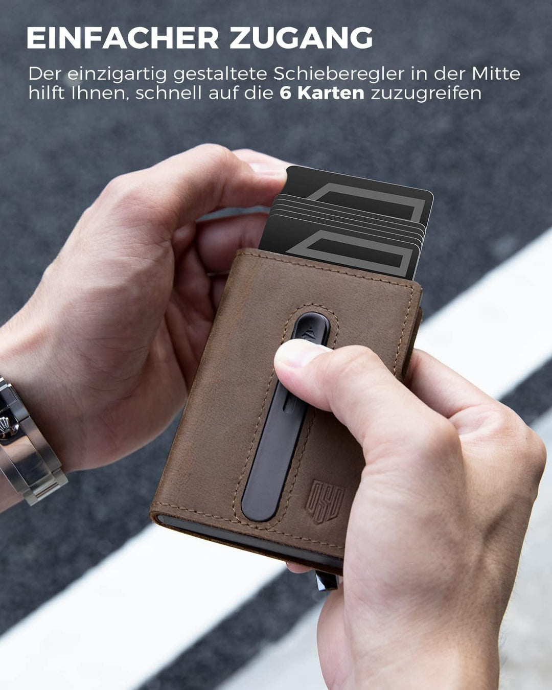 DODENSHA Airtag Kartenetui RFID Schutz Herren Geldbörse | POP UP Slim Wallet mit Münzfach | kleine K