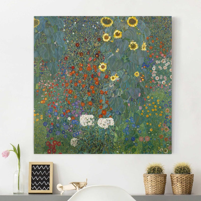 Top Gustav Klimt Leinwandbilder Bauerngarten mit Sonnenblumen 30 x 30cm 30cm x 30cm Gustav Klimt - B