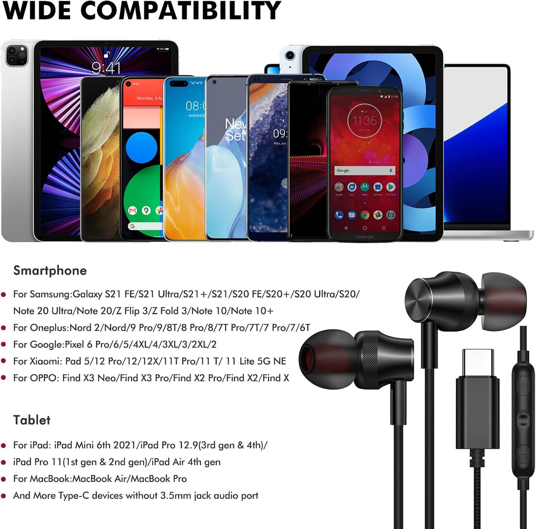 USB C Kopfhörer für Samsung Galaxy A56 A36 A55 A35 Z Flip7 S23FE,In-Ear Kopfhörer USB C Anschluss mi