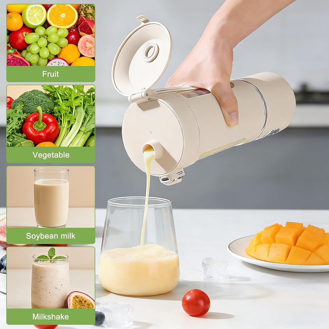 Tragbarer Mixer Smoothie Maker, 700 ml Kleiner Entsafter, Typ-C Wiederaufladbar, mit 12 Rostfreien K