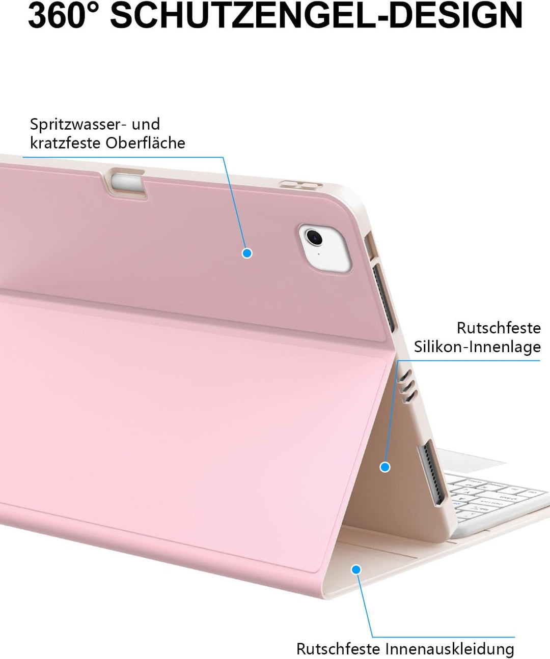 JADEMALL Für iPad Air 13" Hülle mit Tastatur & Touchpad – Kompatibel mit iPad Air 13 (2026 M4/2025 M