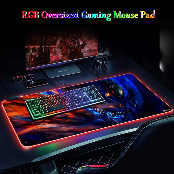 DORRISO Neu Gaming Mauspad Grosses RGB 900x400x3 mm XXL LED Schreibtischunterlage Wasserdicht Anti R