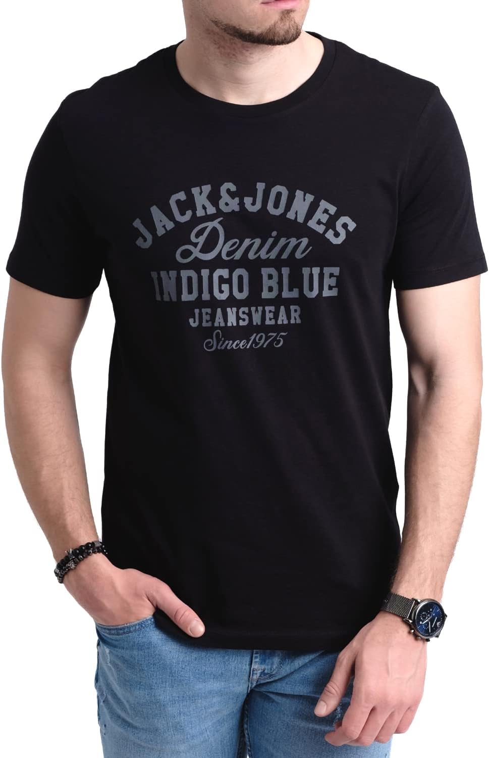 JACK & JONES Herren 5er-Set T-Shirts in verschiedenen Styles, Prints und Farben aus Baumwolle S Irin
