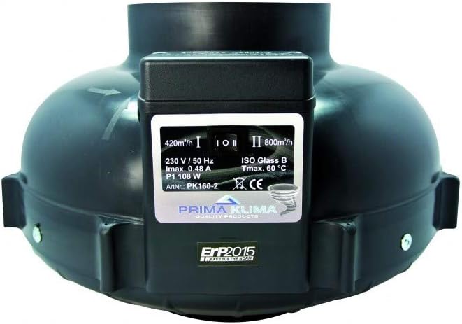 Prima Klima Abzieher – Ø 160 mm – 2 Geschwindigkeitsstufen 420 – 800 m³/h verkabelt
