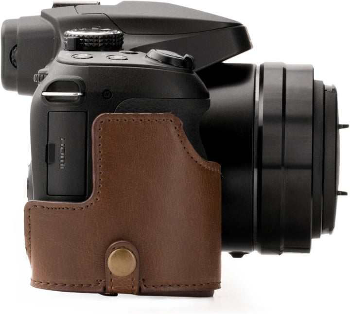 MegaGear Panasonic Lumix DC-FZ80, FZ82 Ever Ready Leder Kamera-Case mit Trageriemen und Batteriezuga