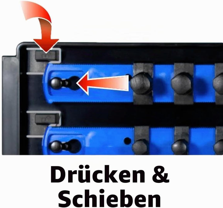 Ernst Verarbeitung Boss 2-rail Universal Twist Lock Socket Tablett, 8457 19", 1/2" Drive Blau, 19",