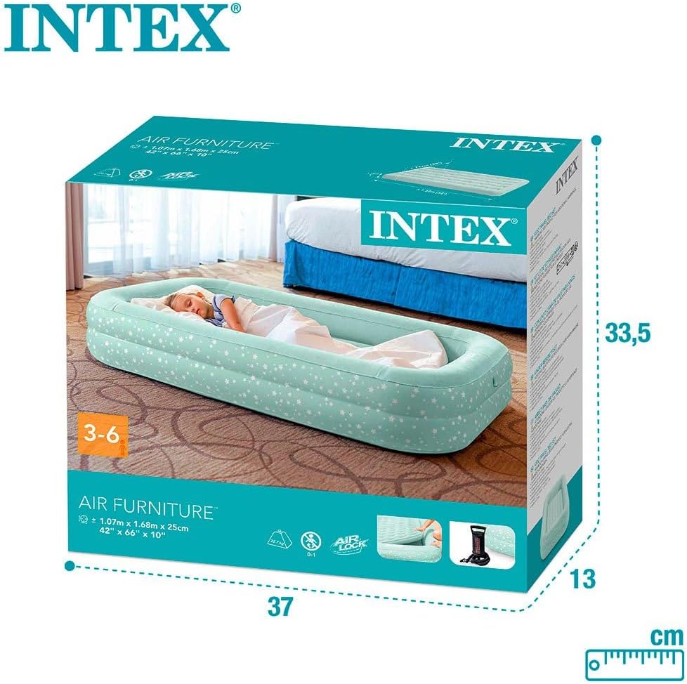 Intex, Kinderreisebett, aufblasbare Matratze, Luftbett mit Pumpe, Minzgrün, 3-6 Jahre