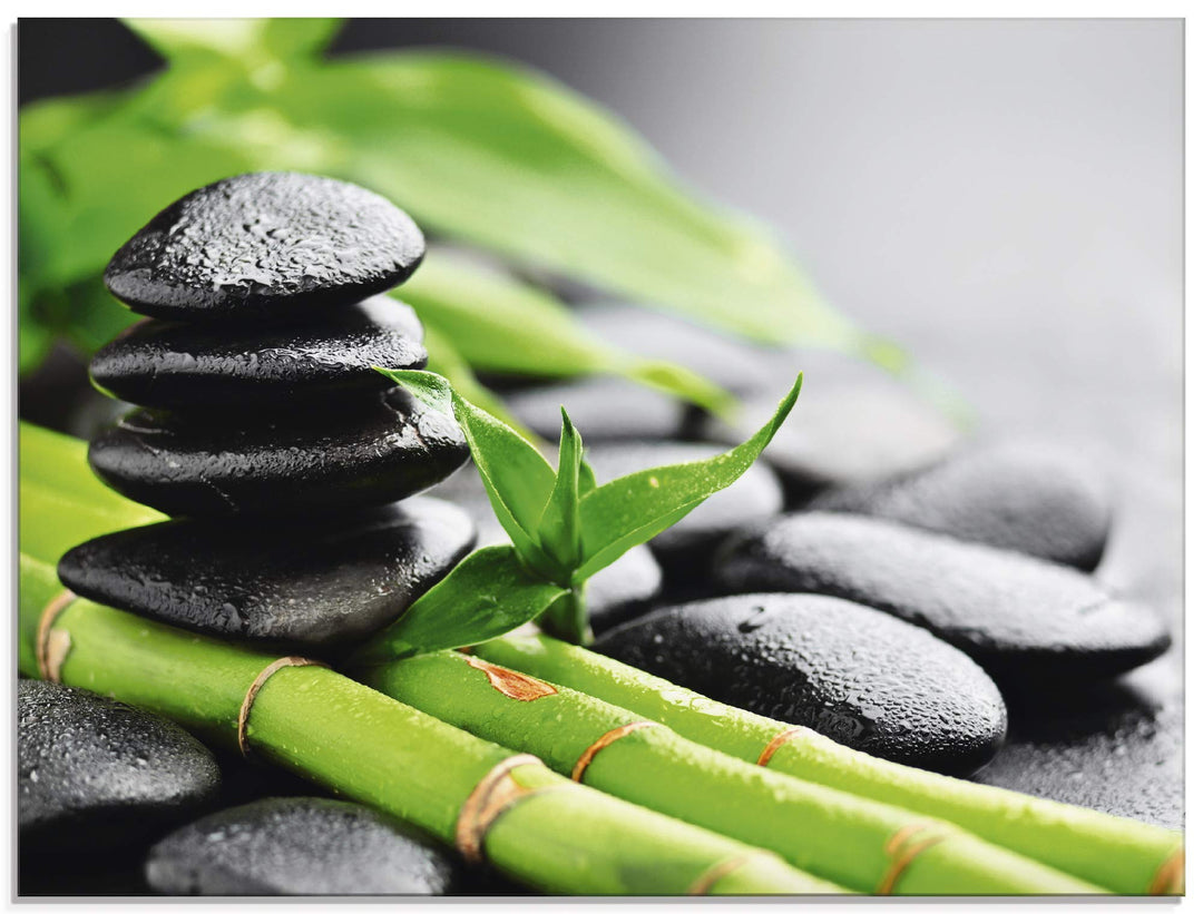 ARTland Glasbilder Wandbild Glas Bild einteilig 60x45 cm Querformat Asien Wellness Zen Steine Lavast