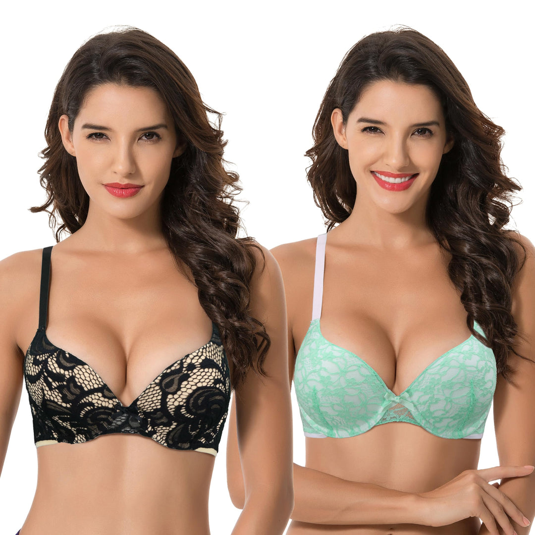 Curve Muse Damen Übergrösse Bügel Hochdrücken 1 Tasse hinzufügen Bügel Perfekte Form Spitzen-BHS 95E