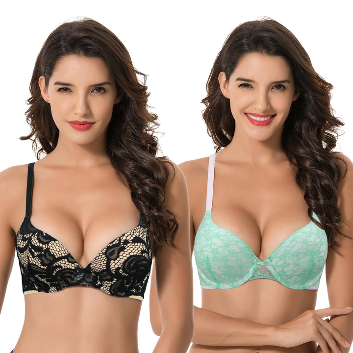 Curve Muse Damen Übergrösse Bügel Hochdrücken 1 Tasse hinzufügen Bügel Perfekte Form Spitzen-BHS 95E