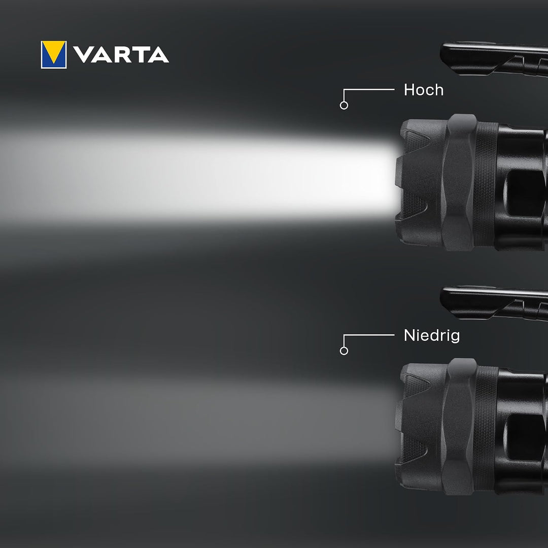 VARTA Taschenlampe LED Laterne inkl. 6x AA Batterien, Indestructible BL20 Pro Arbeitsleuchte, zwei L