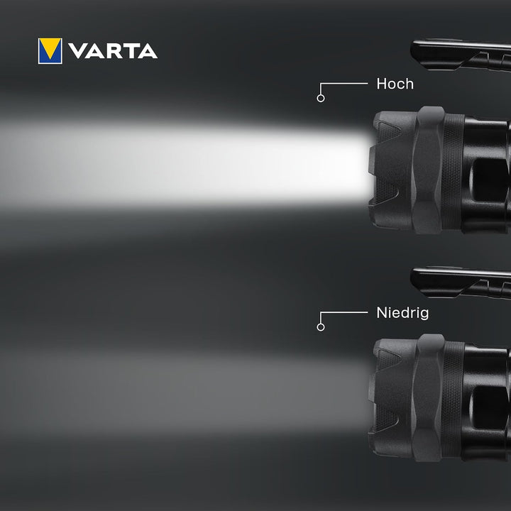 VARTA Taschenlampe LED Laterne inkl. 6x AA Batterien, Indestructible BL20 Pro Arbeitsleuchte, zwei L