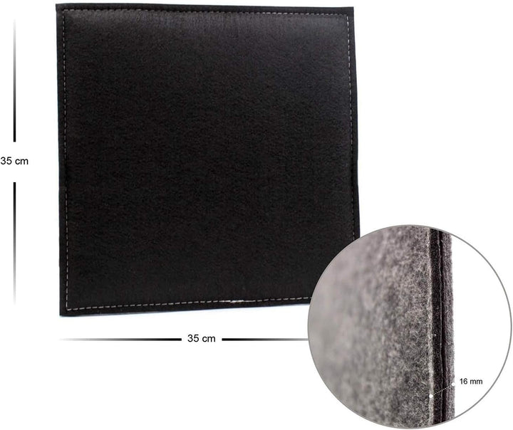 Luxflair Eckiges Filz Wende-Sitzkissen 4er Set in dunkelgrau/schwarz. Waschbare Sitzauflage mit Füll