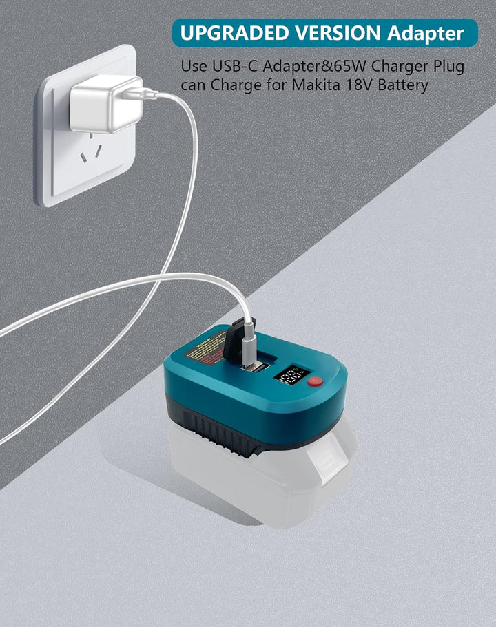 URUN USB-C Ladegerät 65W 3A Schnellladegerät für Makita akku 18V, Handy-Ladegerät-Adapter mit 5V USB