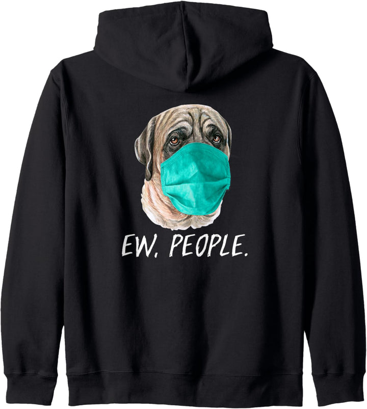ENGLISH MASTIFF mit Gesichtsmaske Mundschutz Hund EW PEOPLE Kapuzenjacke