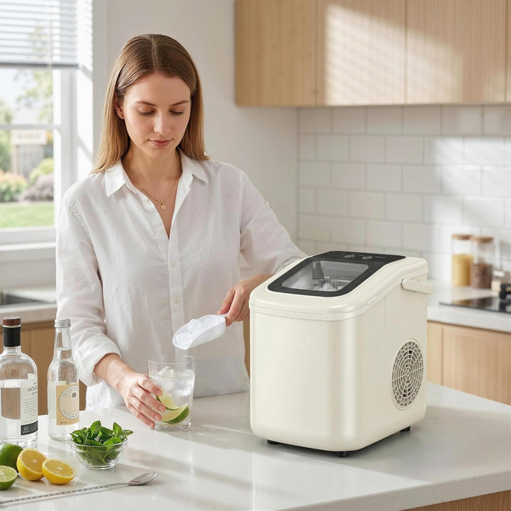 HOMCOM Eiswürfelmaschine Klein 12 kg 24 Std., 9 Eiswürfel in 7-10 Minuten, 2 Grössen von Eiswürfeln,