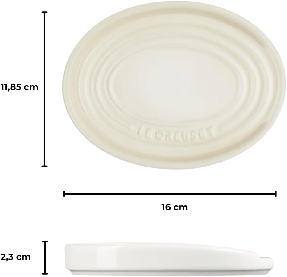 Le Creuset ovale Löffelablage aus Steinzeug, Meringue, 71507157160099, Breit, Meringue