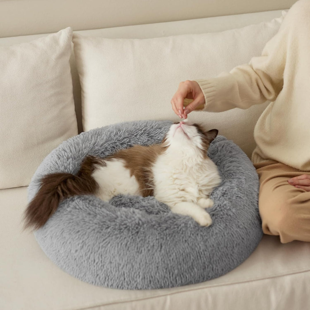 BEDSURE Katzenbett waschbar Flauschiges Hundebett - Ø 50 cm Rund Kissen, Katzenschlafplatz für Katze