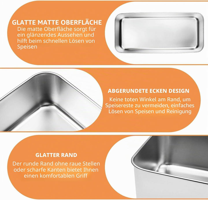2 Stück Backform Kastenform Brot Kuchen, Edelstahl Brotbackform Gross, Brotformen zum Backen Rechtec