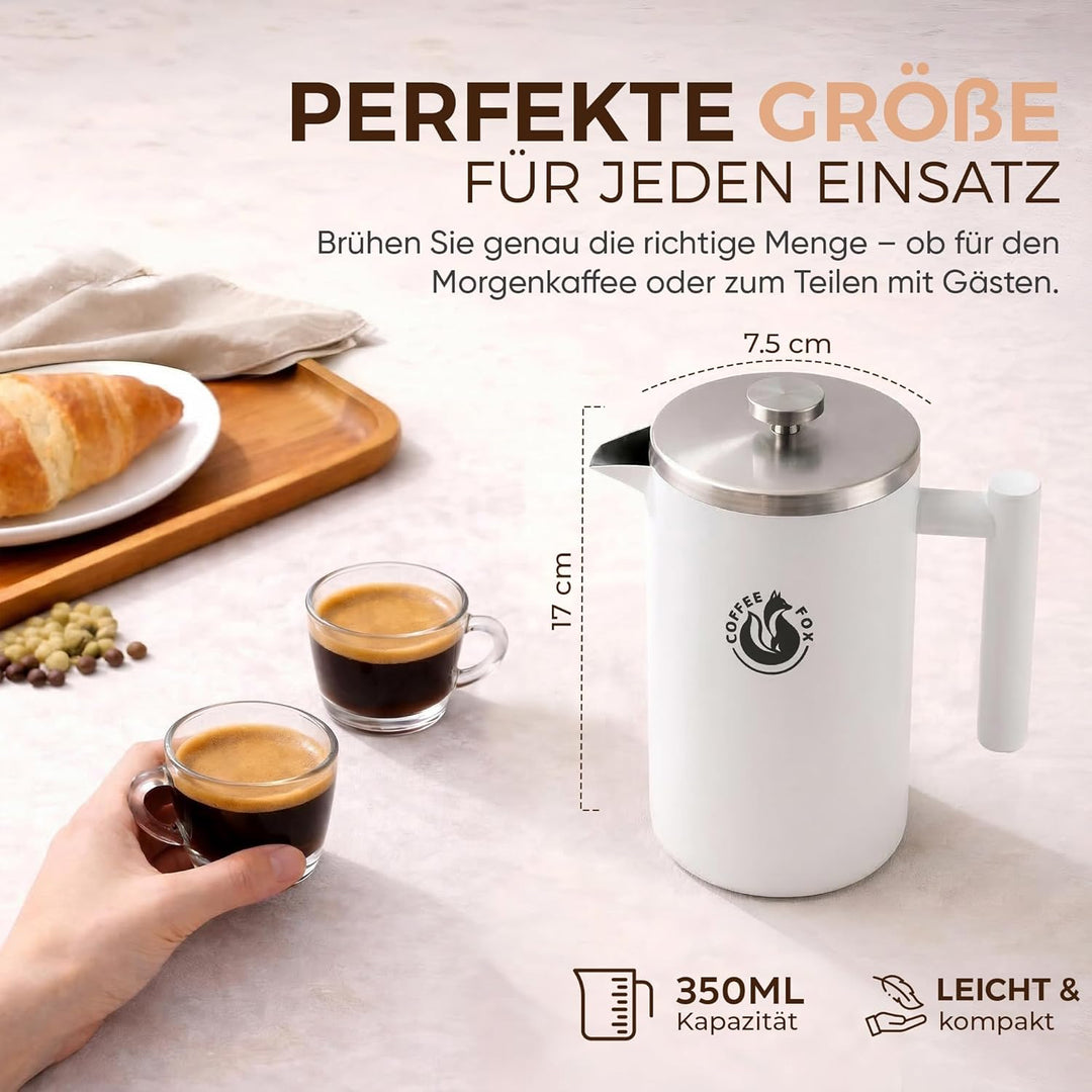 French Press Kaffeekanne aus doppelwandigem Edelstahl Schwarze Pressfilterkanne Französische Kaffeep