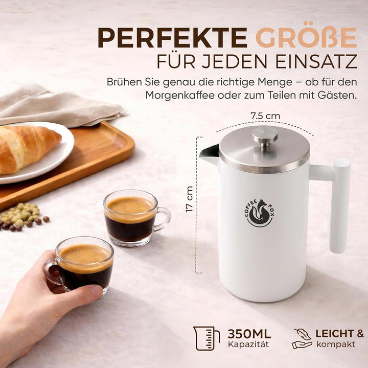 French Press Kaffeekanne aus doppelwandigem Edelstahl Schwarze Pressfilterkanne Französische Kaffeep
