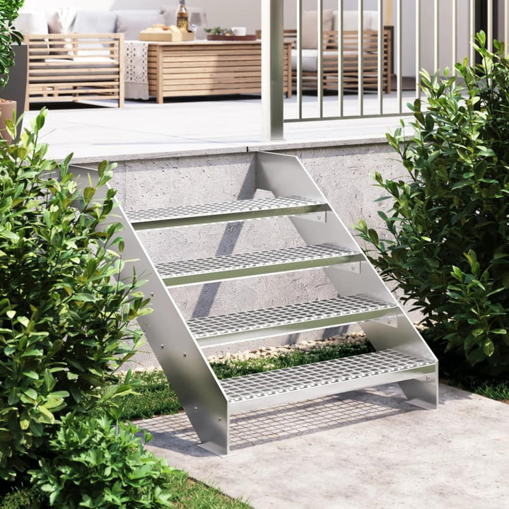 Sufrk Roststufe 80x24x7cm Verzinkter Stahl, Premium Stahltreppe Verstellbar Verzinkt & Silber Pulver