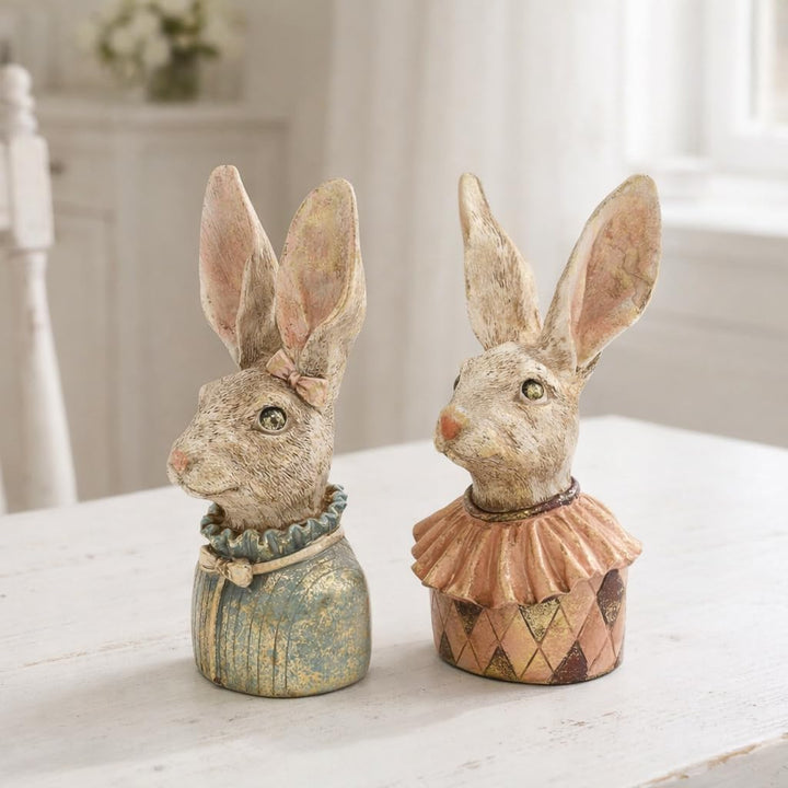 Hasenskulpturen 2 Stück als Pärchen, ca. 22 cm hoch, Hasenfiguren Klara und Karl