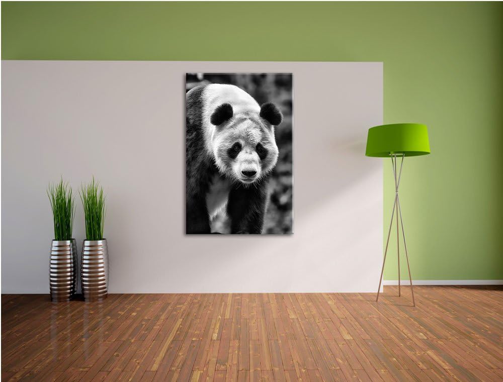 Pixxprint grosser Pandabär / 100x70cm Leinwandbild bespannt auf Holzrahmen/Wandbild Kunstdruck Dekor