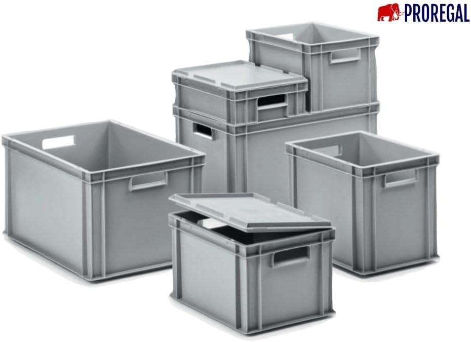 SuperSparSet 2x Eurobehälter mit offenem Griff | HxBxT 42x40x60cm | 70 Liter | Grau | Eurobox, Trans