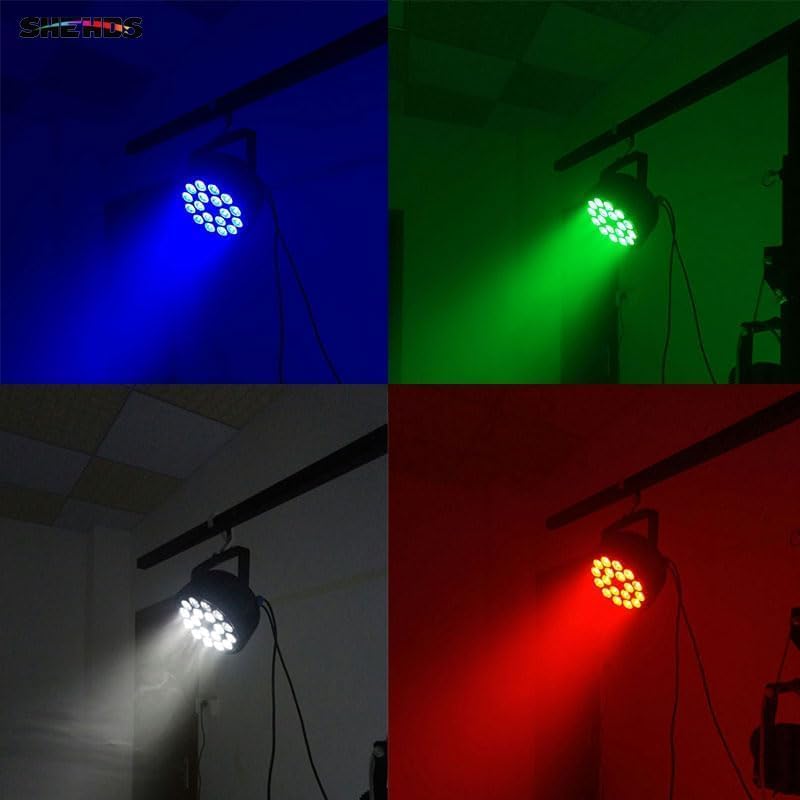 SHEHDS LED Par Scheinwerfer, 18x18W LED Bühnenlicht RGBWA+UV 6-in-1, DMX Steuerung Mit Soundsteuerun