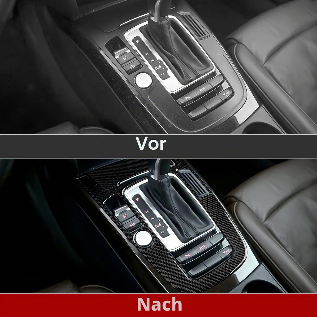 OYDDL Auto Kohlefaser Schaltknauf Schalthebel Cover Trim Kompatibel mit Audi A4 B8 A5 S4 S5 Q5 RS4 R