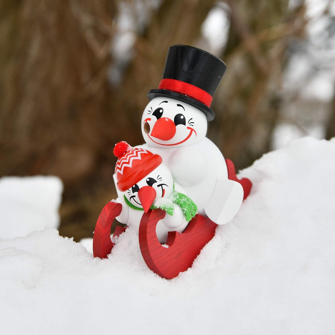 Seiffener Volkskunst | Deko Räuchermännchen | Cool-Man Räuchermann 11 cm | Schneemann | Original Erz