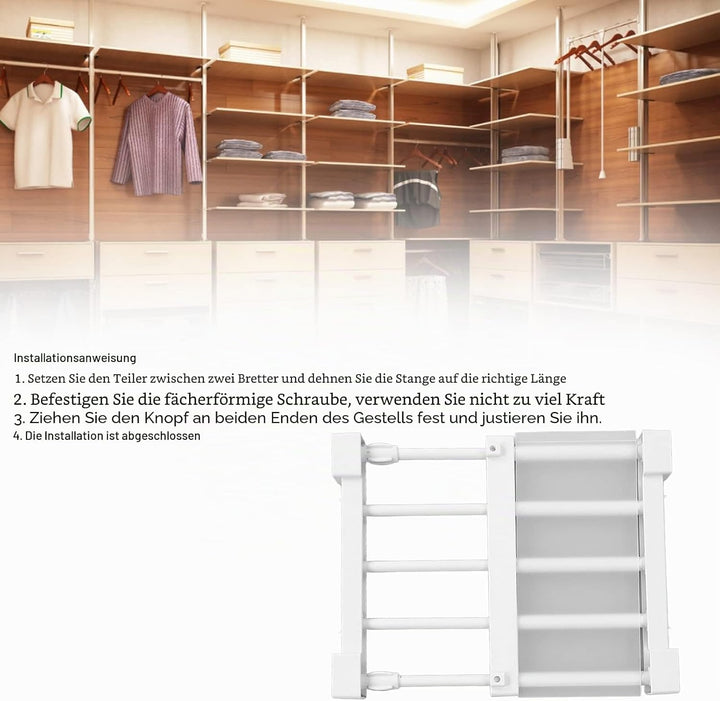Topyond Schrank-Spannregal,Teleskop Klemmregal, Erweiterbares Lagerregal, Nagelfrei, Spannregal Schr