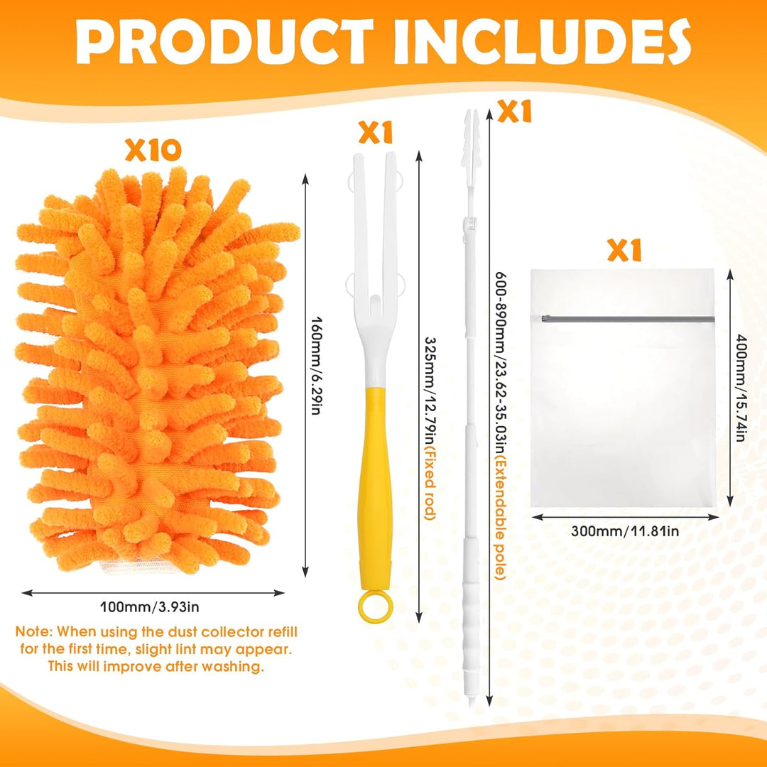 10 Stück Staubwedel Waschbar für Swiffer Staubmagnet Nachfüllpack, 360° Wiederverwendbar Staubwedel