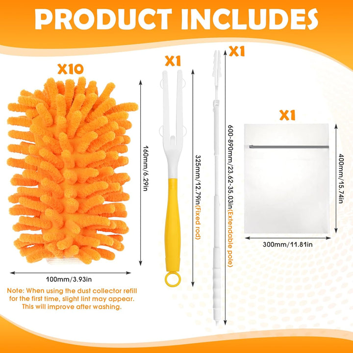 10 Stück Staubwedel Waschbar für Swiffer Staubmagnet Nachfüllpack, 360° Wiederverwendbar Staubwedel