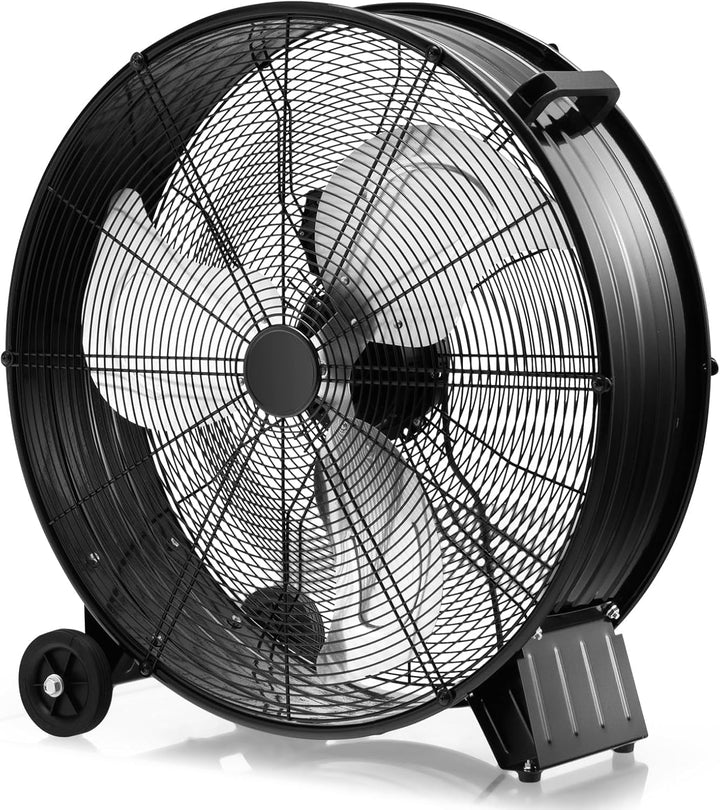 GOPLUS Trommelventilator, Ø 59 cm Standventilator mit 3 Windgeschwindigkeiten, Industriell Bodenvent