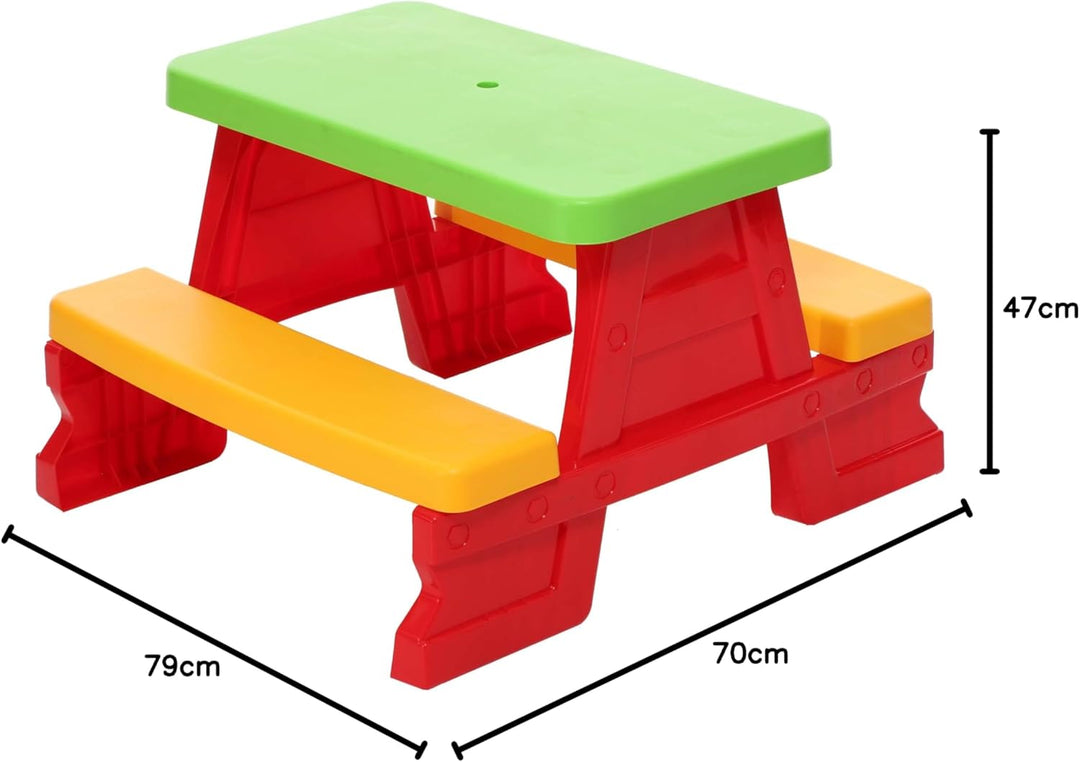 Kinder Sitzgruppe Picknick Sitzgarnitur Outdoor Bank Tisch Kombi rot, Rot