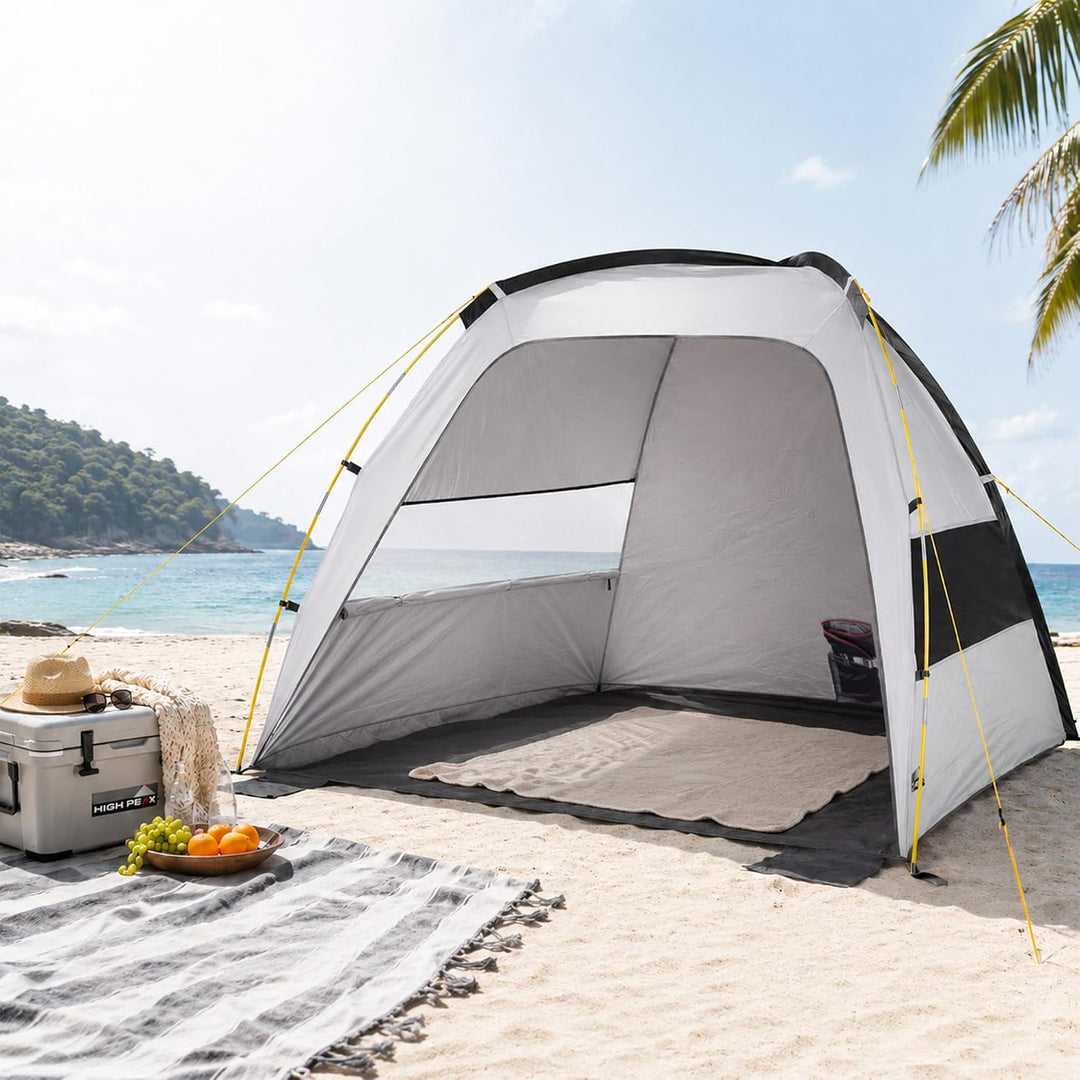 High Peak Strandmuschel mit UV 80, erhöhter Innenhöhe und Mesh-Belüftung | Grosszügiger Platz für 2–