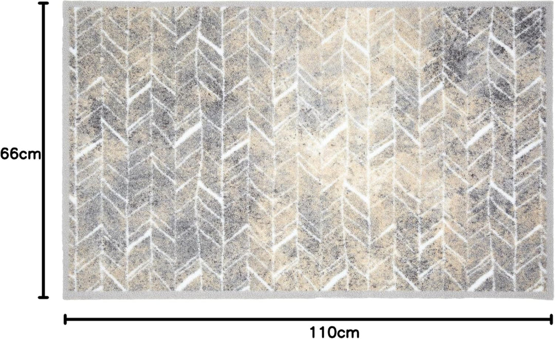 Astra rutschfeste Sauberlaufmatte innen - Fischgrät Linien 66 x 110 cm - Wohnraum Fussmatte Design -